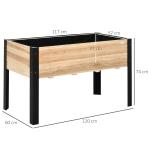 Stor Odlingslåda i Trä och Stål, Upphöjd Planteringsbänk för Grönsaker, Robust Design för Trädgård och Balkong, Natur/Svart, 120 x 60 x 74 cm