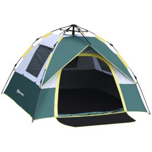 Kupoltält 3 Personer Polyester med Pinnar för Camping och Utomhusäventyr Grön 205 X 195 X 135 Cm
