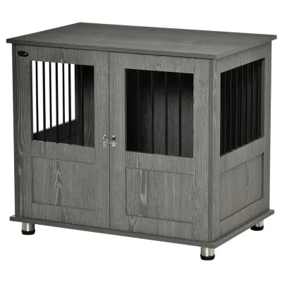 Hundbur 85 x 55 x 75 cm med Låsbar Dörr, Grå
