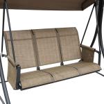 Hammock Trädgårdsgunga 3-Sits Brun av Tyg och Metall för Trädgård och Terrass Gunga med Sidficka 300 kg 196 x 128 x 172 cm