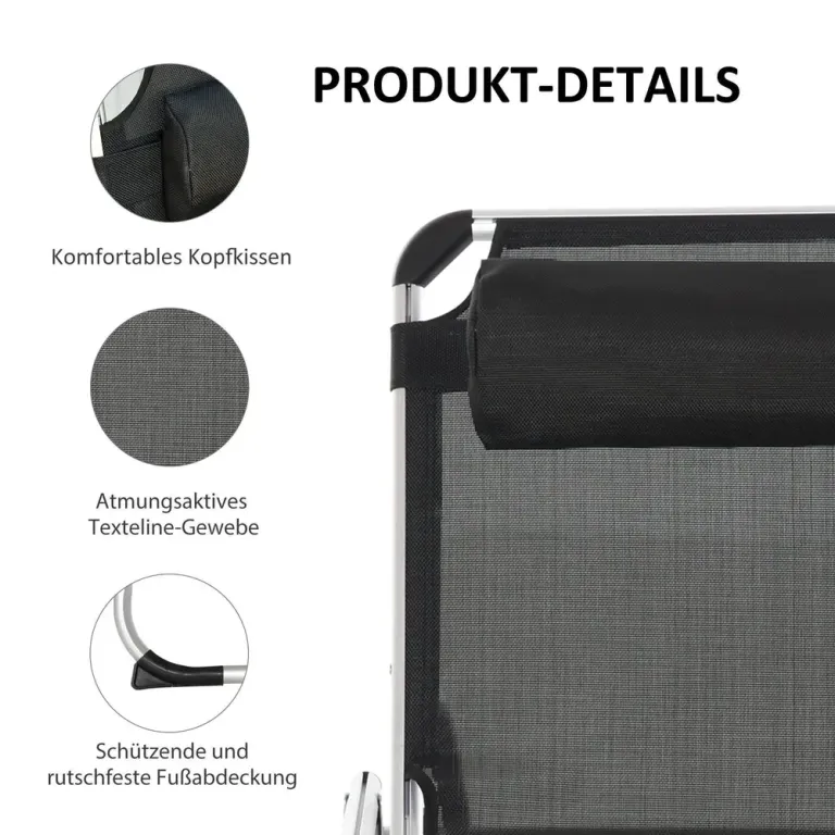 Solsäng i Aluminium Ergonomisk Solstol 170 x 60 x 76 cm