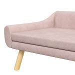 Hundsoffa Husdjurssäng Rosa av Tyg med Sammetslook och Trä för Medelstora Hundar Elegant Kattsoffa med Ryggstöd Bekväm 102 x 58,5 x 42,5 cm