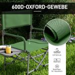 Regissörsstol Campingstol Grön av Oxford Tyg och Metall för Camping och Strand Hopfällbar med Sidobord och Mugghållare
