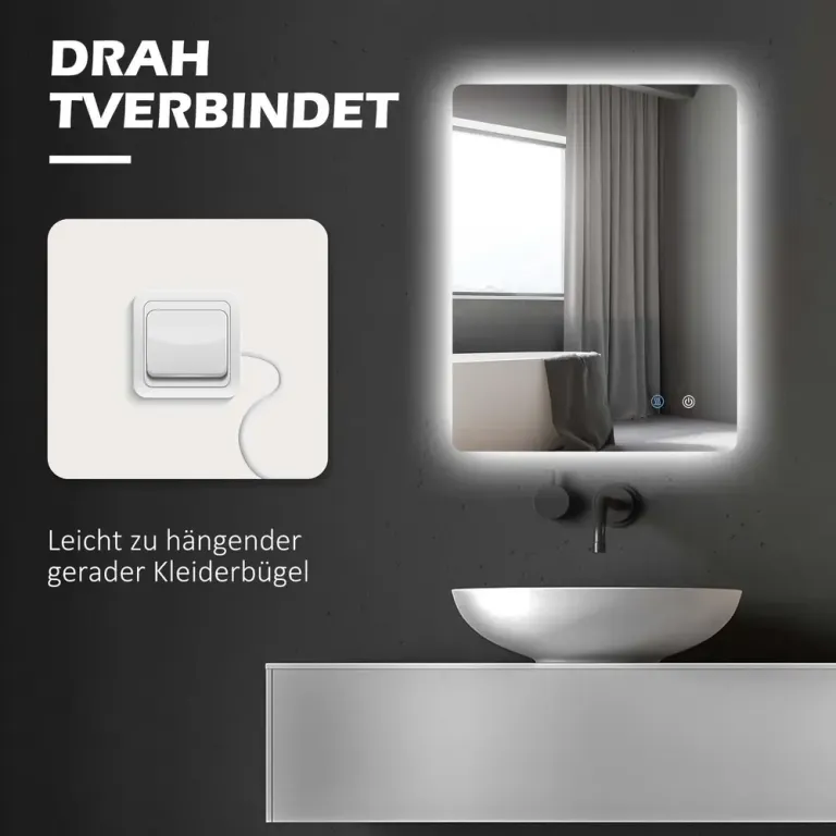 Badrumsspegel Väggspegel Silver av Glas LED-Belysning 60 cm
