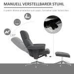 Vilstol med Fotpall, Justerbart Ryggstöd, Sammetslook, upp till 150 kg, Antracit