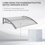 Skydd Ytterdörrstak Välvt Skärmtak Silver av Aluminium och Polykarbonat för Balkong Solskydd och Regnskydd 100 x 75 cm