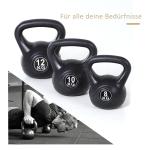 Kettlebell 10 kg, Vikthantel Fylld med Sand för Nybörjare, Svart