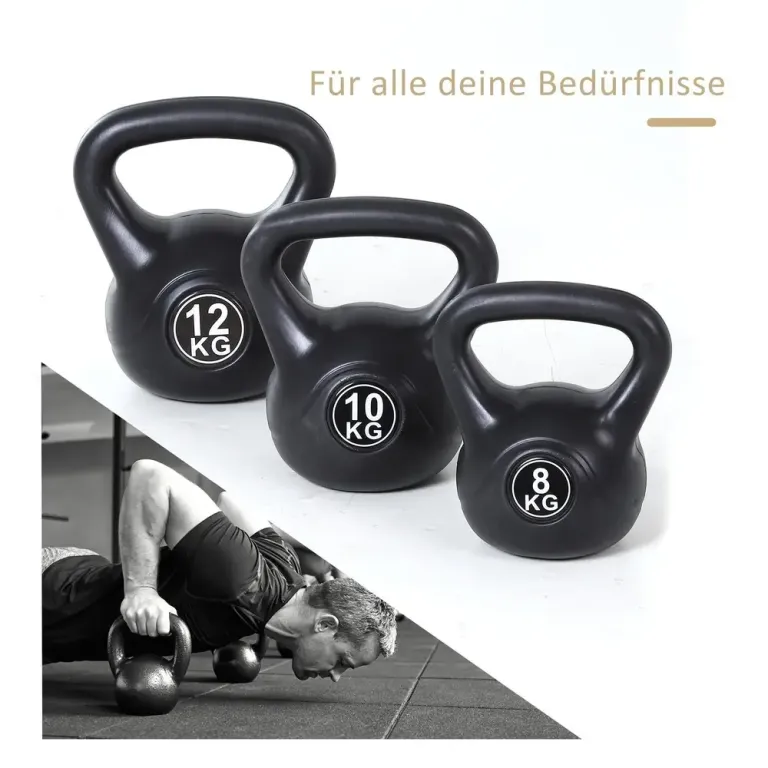 Kettlebell Fylld med Sand 10 kg, Svart