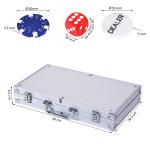 Pokerset Prisvärd Silver Aluminium för Spelkväll med 300 Marker och Tillbehör i Låsbart Fodral för Texas Holdem och Blackjack