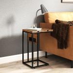 Sidobord Hopfällbart med USB-portar för Laddning och Modern Design Hållbar och Praktisk Brun Metall och Trä 39 x 29 x 57 cm