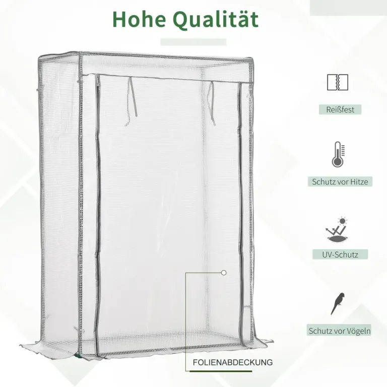 Litet Växthus Tunnelväxthus Vit av Stål 101 x 50 x 150 cm