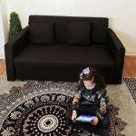Bäddsoffa 2-Sits Soffa Kolgrå av Polycotton och Trä för Vardagsrum med Sängfunktion och Förvaringsutrymme Bekväm 152 x 101 x 81 cm