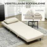 Sovstol Bäddfåtölj Hopfällbar Beige av Sammetslook och Metall för Vardagsrum Relaxstol med Sängfunktion och Kuddar