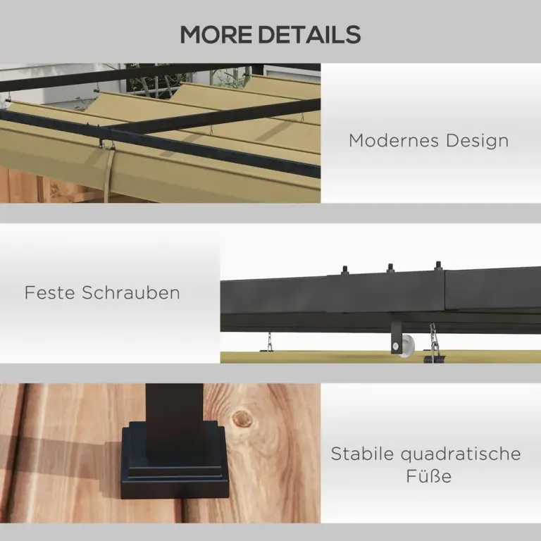 Pergola Trädgårdspaviljong med Tak Khaki av Metall 3 x 2 m