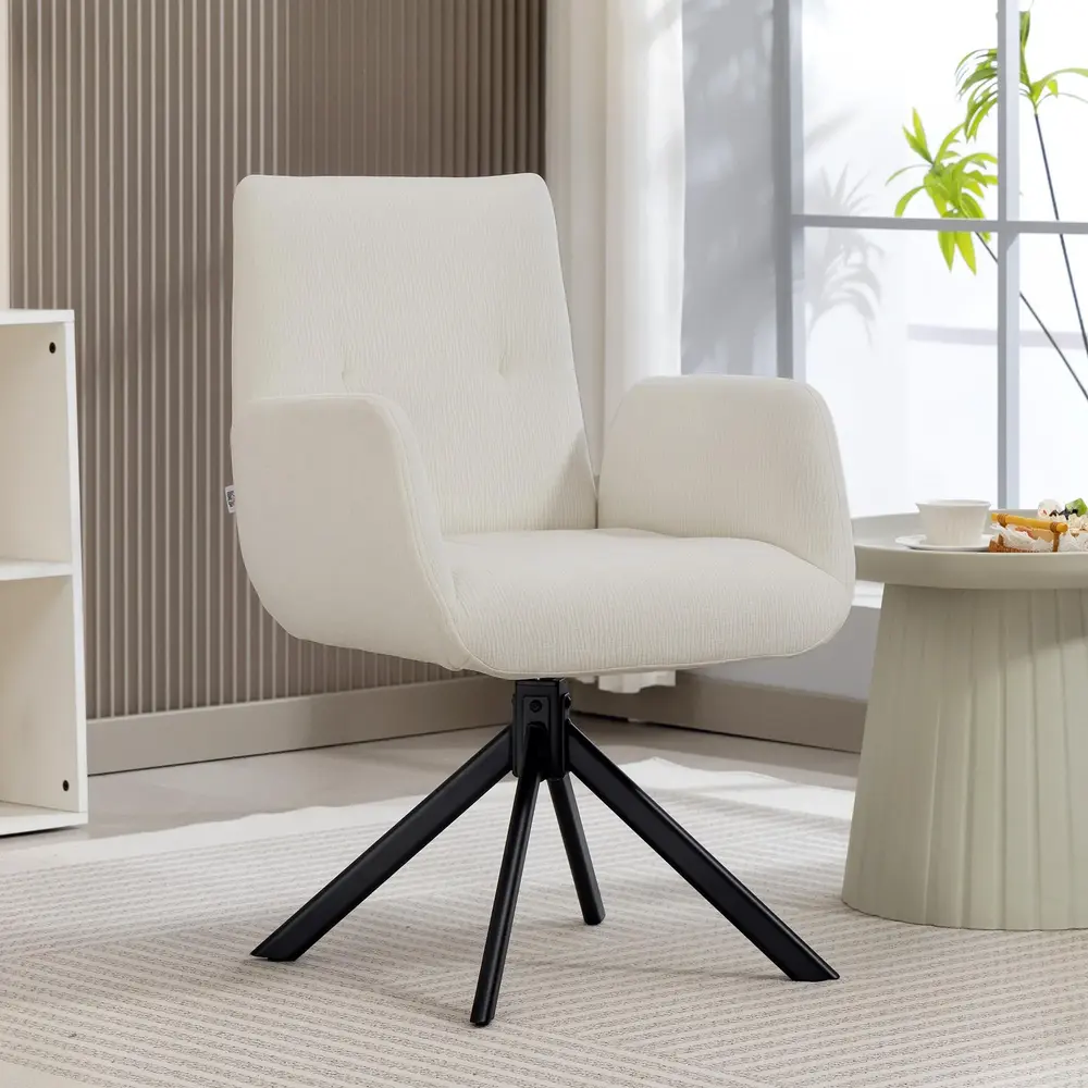 Fåtölj Snurrbar Elegant Gräddvit Tyg och Lounge