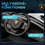 Elbil Barnbil Lamborghini Svart av Plast och Metall för Barn 3-6 År med Fjärrkontroll och Bluetooth Musikfunktion max 30 kg
