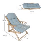 Fåtölj med Justerbart Ryggstöd och Ram i Bokträ för Vardagsrum Ergonomisk och Avkopplande Ljusgrå Bok och Tyg Upp till 120 kg