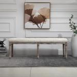 Stoppad Sängbänk i Vintagestil med Knappar, Sammet, Gummiben, Beige, 142 x 47 x 51 cm