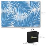 Vändbar Matta Trädgårdsmatta Blå och Vit av Plast för Camping och Uteplats Vattenavvisande med Bärväska Geometrisk 182 x 274 cm