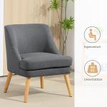 Fåtölj Relaxstol Mörkgrå av Linnelook och Trä för Vardagsrum Klädd Stol med Armstöd Bekväm Design
