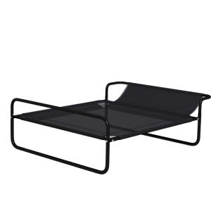 Hundsäng Husdjurssäng Svart av Metall och Tyg för Utomhusbruk Förhöjd Säng med Andningsbart Nät 91 x 69 x 29 cm