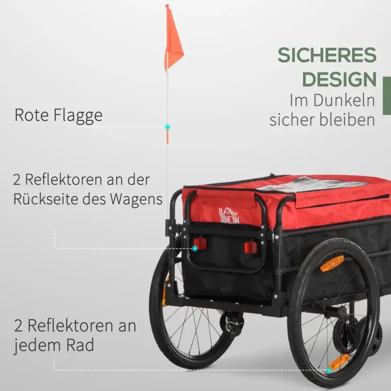 2-i-1 Cykelkärra för Last Upp till 40 kg, Röd