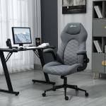 Kontorsstol Skrivbordsstol Mörkgrå av Tyg och Metall för Kontor och Hemmakontor Ergonomisk Snurrstol med Vippfunktion och Mjuk Kudde