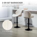 Set med 2 Barstolar med Tygöverdrag, Justerbar Sitshöjd och Stålram, Beige