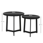 Soffbord Sidobord Svart av Stål för Vardagsrum Set om 2 Runda Bord i Modern Design 35 kg