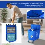 Städvagn Tvätthink med Spinner Blå av Plast för Hushåll och Städning Vagn med Avskiljare för Rent Smutsigt Vatten 20 l 60 x 27 x 70,5 cm