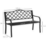 Trädgårdsbänk i Gjutjärn, Klassisk Parkbänk för 2 Personer, Robust Utemöbel med Ryggstöd, Svart, 128 x 58,5 x 89 cm