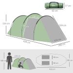 Rymligt Tunneltält för Camping, Vattentätt Tält för 2-3 Personer med Glasfiberstänger, Perfekt för Familjeutflykter, Mörkgrön, 426 x 206 x 154 cm