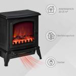 Elektrisk Spis Kamin Svart av Metall och Glas för Vardagsrum Fristående med LED Flammeffekt och Värme 2000 W