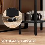 Sidobord med 3-våningsdesign, Hyllor i Trälook, Stålstomme, Svart