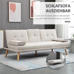 Bäddsoffa 3-Sits Soffa Grå av Tyg med Linnelook för Vardagsrummet Scandi Design med Hopfällbart Bord Lastkapacitet upp till 250 kg