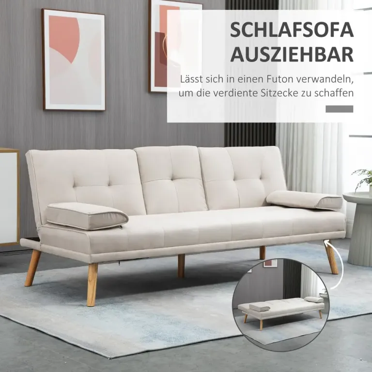Bäddsoffa Soffa Grå av Tyg med Linnelook Scandi 3-Sits
