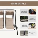 Hammock Trädgårdsgunga 2-Sits med Soltak Beige av Tyg och Metall för Trädgård och Terrass Gunga med Mugghållare 220 kg 170 x 136 x 170 cm