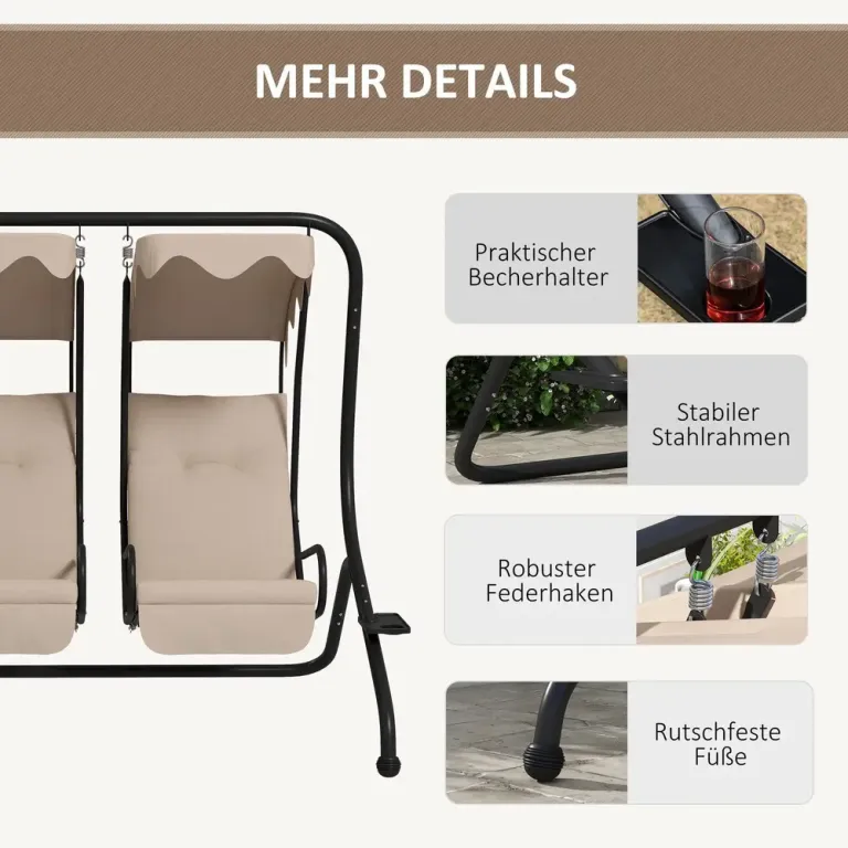 Hammock 2-Sits med Soltak 170 x 136 x 170 cm