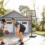 Mobil Basketstativ Basketkorg Höjdjusterbar Stål och Plast för Trädgård och Idrottsplats Svart 90 X 165 X 302-352 Cm