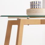 Matbord för Fyra Personer med Bordsskiva i Härdat Glas och Stabilt Underrede i Trälook Ergonomisk för Kök och Matsal 120 L x 60 B x 76 H cm