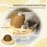 Klösleksak med Bollbana, Interaktiv Kattleksak i Trä, Rolig Aktivitet med Klösbräda, Natur, 39,5 x 32,5 x 14,5 cm