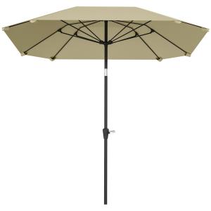 Parasoll Marknadsparaply Åttkantigt Beige av Polyester och Metall för Strand och Balkong Vindtätt Solskydd med Vev Ø 233 cm