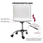 Kontorsstol utan Armstöd Höjdjusterbar 78-90 Cm Kosmetikstol med Ryggstöd Upp till 120 Kg Läder Vit