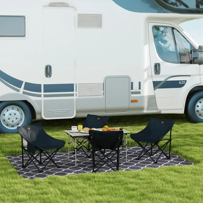 Campingstol Fällstol med Sidficka Svart av Oxford Tyg