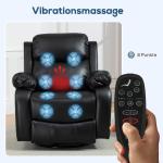 Massagestol Elektrisk Svart Konstläder för Vardagsrum Relaxfåtölj med 8 Vibrationspunkter och Fotstöd Justerbar Rygg och Värme
