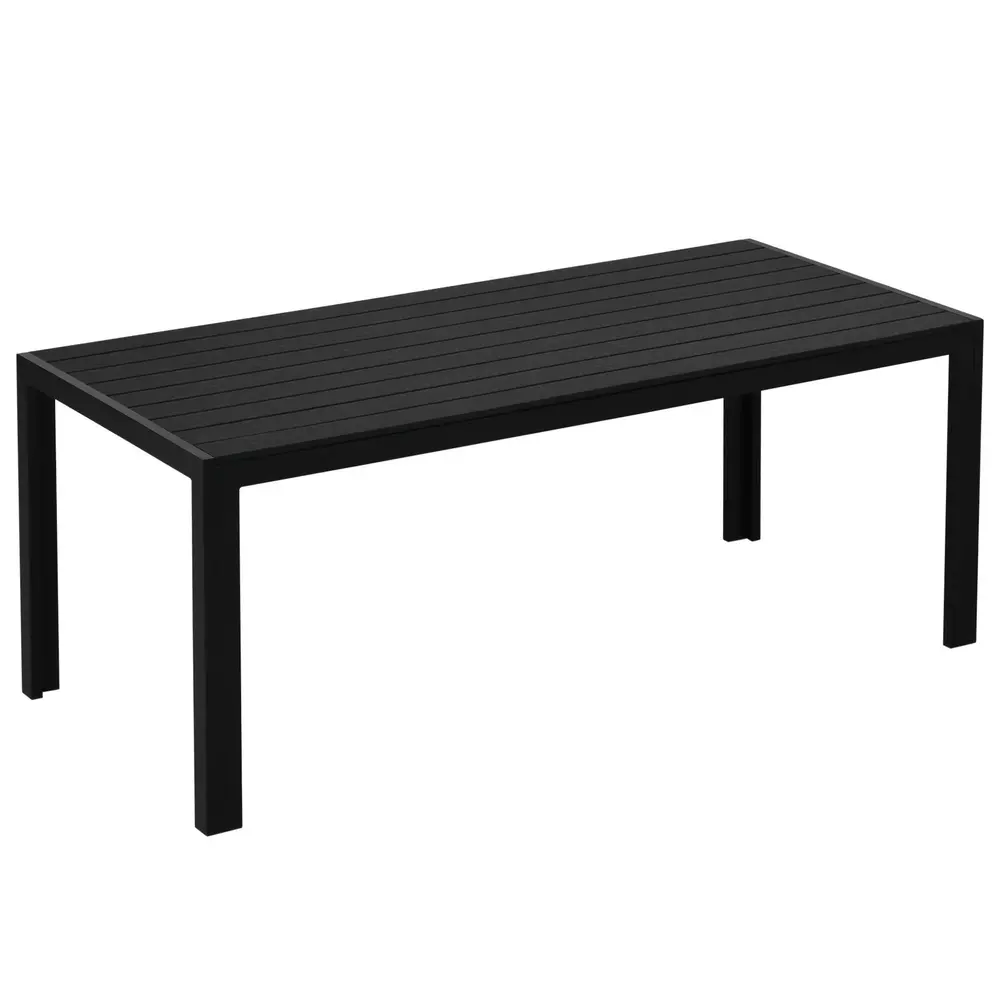 Trädgårdsbord Aluminiumbord Svart Trä-Plast 120 x 70 Cm