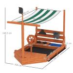 Sandlåda Segelbåt Mud Box Orange av Trä för Barn 3-7 År Stor Sandlåda med Lock och Kök 180 x 103 x 144,5 cm