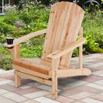 Adirondack Trädgårdsstol med Mugghållare Massivt Trä för Balkong och Terrass Natur 72,5 X 97 X 93 Cm