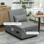 Bäddsoffa Sovstol 3-i-1 med Sängfunktion Ljusgrå av Tyg för Vardagsrum och Sovrum Utdragbar Soffa med Sidficka 150 kg