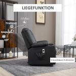 Massagestol Relaxstol Svart av Konstläder och Metall för Vardagsrum med Ståhjälp och Liggfunktion USB Port upp till 150 kg